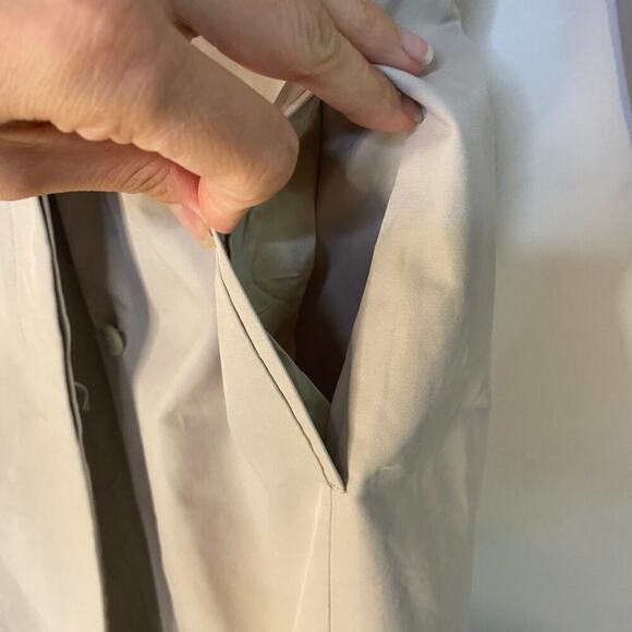 Loft Tan Long Button Up Lightweight Trench Coat Classic Work Size 4 - Picture 6 of 14